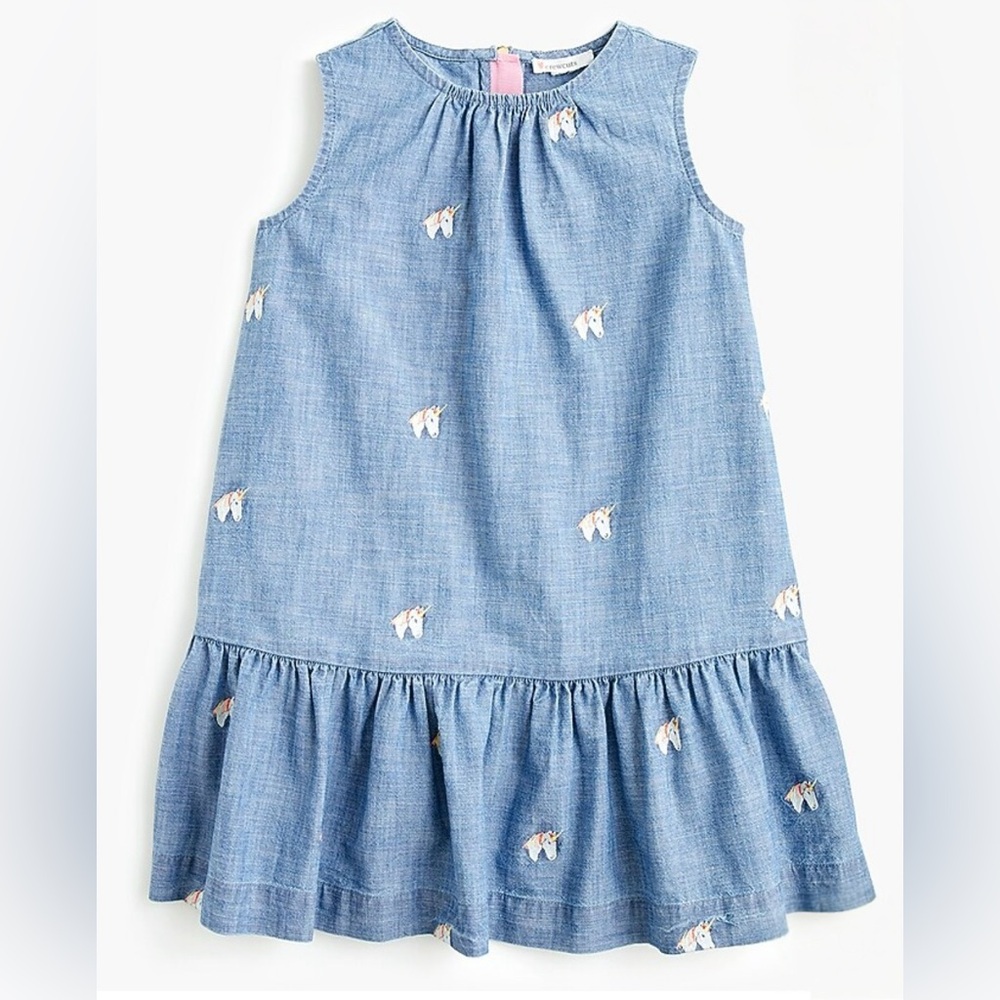 J. Crew Crewcuts Unicorn Chambray Dress 3T